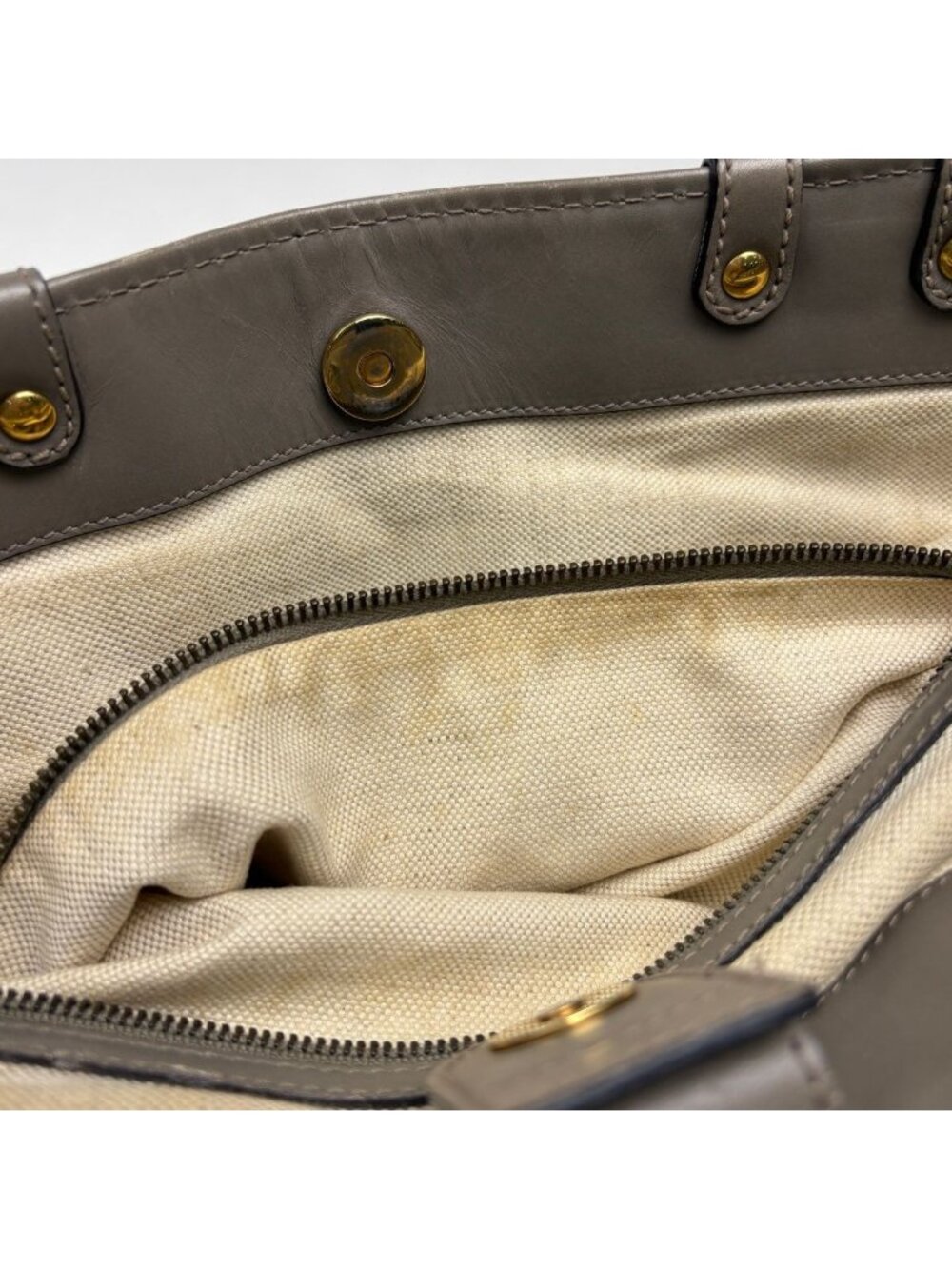 Gucci GG Pattern Tote Interlocking Studs Canvas Beige Gray - Picture 12 of 13